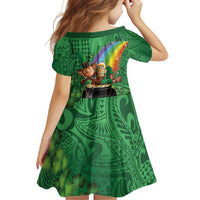 Hawaii Saint Patrick's Day Family Matching Off Shoulder Maxi Dress and Hawaiian Shirt Funny Leprechaun With Pot Of Gold - Polynesian Tattoo LT14 - Polynesian Pride