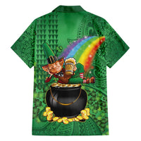 Hawaii Saint Patrick's Day Family Matching Puletasi and Hawaiian Shirt Funny Leprechaun With Pot Of Gold - Polynesian Tattoo LT14 - Polynesian Pride