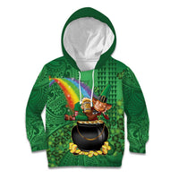 Hawaii Saint Patrick's Day Kid Hoodie Funny Leprechaun With Pot Of Gold - Polynesian Tattoo LT14 Hoodie Green - Polynesian Pride
