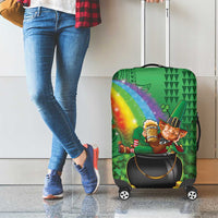 Hawaii Saint Patrick's Day Luggage Cover Funny Leprechaun With Pot Of Gold - Polynesian Tattoo LT14 - Polynesian Pride