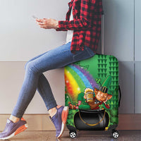 Hawaii Saint Patrick's Day Luggage Cover Funny Leprechaun With Pot Of Gold - Polynesian Tattoo LT14 - Polynesian Pride