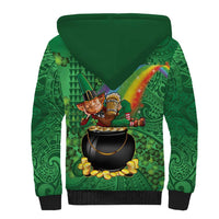Hawaii Saint Patrick's Day Sherpa Hoodie Funny Leprechaun With Pot Of Gold - Polynesian Tattoo LT14 - Polynesian Pride