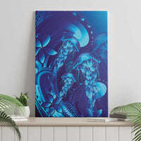 Purple Paradise Polynesia Jellyfish Canvas Wall Art Plumeria Polynesian Tattoo Glowing Vibes