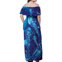Purple Paradise Polynesia Jellyfish Family Matching Off Shoulder Maxi Dress and Hawaiian Shirt Plumeria Polynesian Tattoo Glowing Vibes LT14 - Polynesian Pride