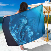 Blue Gradient Polynesia Jellyfish Sarong Plumeria Polynesian Tattoo Glowing Vibes