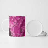 Pink Gradient Polynesia Jellyfish Ceramic Mug Plumeria Polynesian Tattoo Glowing Vibes