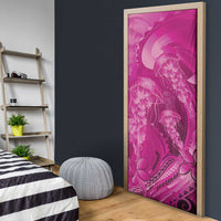 Pink Gradient Polynesia Jellyfish Door Cover Plumeria Polynesian Tattoo Glowing Vibes