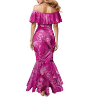 Pink Gradient Polynesia Jellyfish Family Matching Mermaid Dress and Hawaiian Shirt Plumeria Polynesian Tattoo Glowing Vibes LT14 - Polynesian Pride