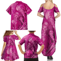 Pink Gradient Polynesia Jellyfish Family Matching Summer Maxi Dress and Hawaiian Shirt Plumeria Polynesian Tattoo Glowing Vibes LT14 - Polynesian Pride