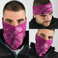 Pink Gradient Polynesia Jellyfish Neck Gaiter Plumeria Polynesian Tattoo Glowing Vibes