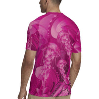Pink Gradient Polynesia Jellyfish Rugby Jersey Plumeria Polynesian Tattoo Glowing Vibes