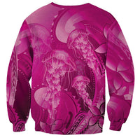 Pink Gradient Polynesia Jellyfish Sweatshirt Plumeria Polynesian Tattoo Glowing Vibes