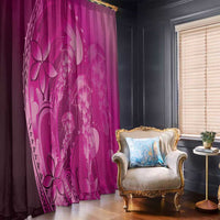 Pink Gradient Polynesia Jellyfish Window Curtain Plumeria Polynesian Tattoo Glowing Vibes
