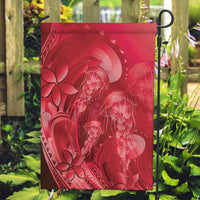 Red Gradient Polynesia Jellyfish Garden Flag Plumeria Polynesian Tattoo Glowing Vibes