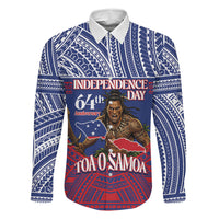 Personalised Samoa Independence Day Family Matching Short Sleeve Bodycon Dress and Hawaiian Shirt 64th Anniversary Toa O Samoa LT14 Dad's Shirt - Long Sleeve Blue - Polynesian Pride