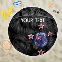 Custom New Zealand Silver Fern Football Beach Blanket Summer 2024 Olympic Go Aotearoa LT14 One Size 150cm Black - Polynesian Pride