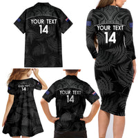 Custom New Zealand Silver Fern Football Family Matching Long Sleeve Bodycon Dress and Hawaiian Shirt Summer 2024 Olympic Go Aotearoa LT14 - Polynesian Pride