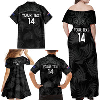 Custom New Zealand Silver Fern Football Family Matching Off Shoulder Maxi Dress and Hawaiian Shirt Summer 2024 Olympic Go Aotearoa LT14 - Polynesian Pride