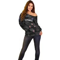 Custom New Zealand Silver Fern Football Off Shoulder Sweater Summer 2024 Olympic Go Aotearoa LT14 - Polynesian Pride