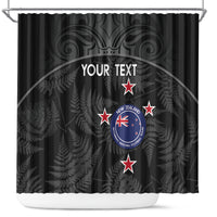 Custom New Zealand Silver Fern Football Shower Curtain Summer 2024 Olympic Go Aotearoa LT14 Black - Polynesian Pride