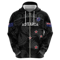 Custom New Zealand Silver Fern Football Zip Hoodie Summer 2024 Olympic Go Aotearoa LT14 - Polynesian Pride