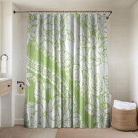 Polynesian Tiare Flower Sage Green Pastel Bathroom Set