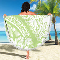 Polynesian Tiare Flower Sage Green Pastel Beach Blanket