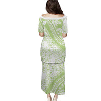 Polynesian Tiare Flower Sage Green Pastel Family Matching Puletasi and Hawaiian Shirt LT14 - Polynesian Pride