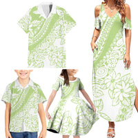 Polynesian Tiare Flower Sage Green Pastel Family Matching Summer Maxi Dress and Hawaiian Shirt LT14 - Polynesian Pride