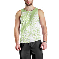 Polynesian Tiare Flower Sage Green Pastel Men Tank Top