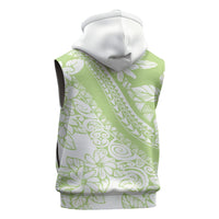 Polynesian Tiare Flower Sage Green Pastel Sleeveless Hoodie
