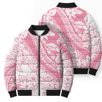 Polynesian Tiare Flower Pink Pastel Vibes Bomber Puffer Jacket