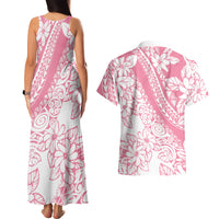 Polynesian Tiare Flower Pink Pastel Vibes Couples Matching Tank Maxi Dress and Hawaiian Shirt LT14 - Polynesian Pride