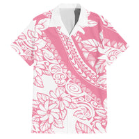 Polynesian Tiare Flower Pink Pastel Vibes Family Matching Long Sleeve Bodycon Dress and Hawaiian Shirt LT14 Dad's Shirt - Short Sleeve Pink - Polynesian Pride