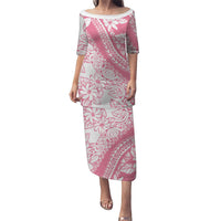 Polynesian Tiare Flower Pink Pastel Vibes Family Matching Puletasi and Hawaiian Shirt LT14 Mom's Dress Pink - Polynesian Pride
