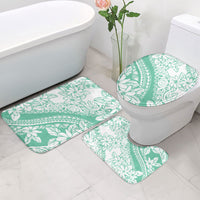 Polynesian Tiare Flower Cyan Pastel Vibes Bathroom Set