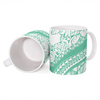 Polynesian Tiare Flower Cyan Pastel Vibes Ceramic Mug