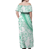 Polynesian Tiare Flower Cyan Pastel Vibes Family Matching Off Shoulder Maxi Dress and Hawaiian Shirt LT14 - Polynesian Pride