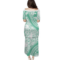 Polynesian Tiare Flower Cyan Pastel Vibes Family Matching Puletasi and Hawaiian Shirt LT14 - Polynesian Pride
