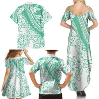 Polynesian Tiare Flower Cyan Pastel Vibes Family Matching Summer Maxi Dress and Hawaiian Shirt LT14 - Polynesian Pride