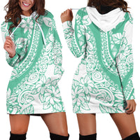 Polynesian Tiare Flower Cyan Pastel Vibes Hoodie Dress