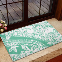 Polynesian Tiare Flower Cyan Pastel Vibes Rubber Doormat