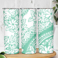 Polynesian Tiare Flower Cyan Pastel Vibes Skinny Tumbler