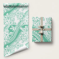 Polynesian Tiare Flower Cyan Pastel Wrapping Paper