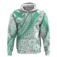 Polynesian Tiare Flower Cyan Pastel Vibes Zip Hoodie