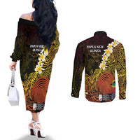 Papua New Guinea 1975 Couples Matching Off The Shoulder Long Sleeve Dress and Long Sleeve Button Shirt Create Our History Inspire Our Future LT14 - Polynesian Pride