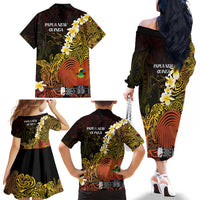 Papua New Guinea 1975 Family Matching Off The Shoulder Long Sleeve Dress and Hawaiian Shirt Create Our History Inspire Our Future LT14 - Polynesian Pride