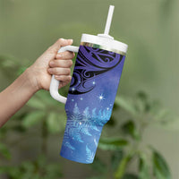 New Zealand Matariki Tumbler With Handle Aotearoa Maori New Year Galaxy Maori Silver Fern LT14 - Polynesian Pride