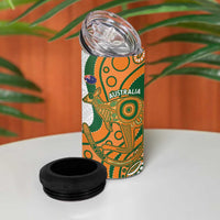 Custom Fiji And Australia Rugby 4 in 1 Can Cooler Tumbler Fijian Palm Tree Mix Aussie Kangaroo LT14 - Polynesian Pride