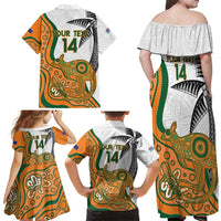 Custom Fiji And Australia Rugby Family Matching Off Shoulder Maxi Dress and Hawaiian Shirt Fijian Palm Tree Mix Aussie Kangaroo LT14 - Polynesian Pride